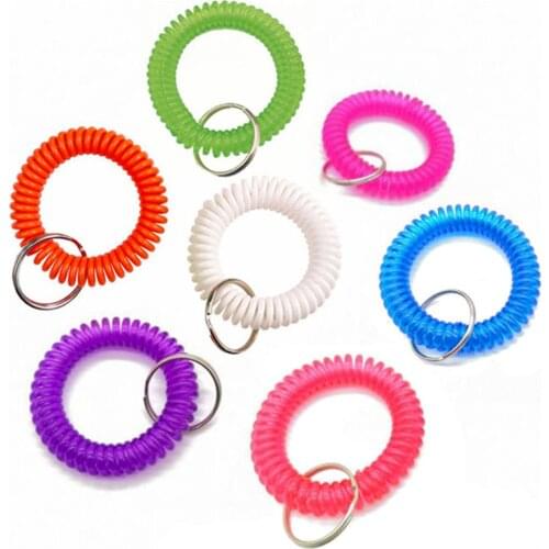 1 PCS Plastic Spiral Wrist Coil Keychain Spring Chain Holder Keyring Wristband
