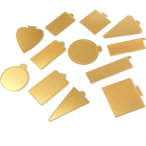 100pcs/Set Mousse Cake Cardboard Mini Cake Boards Cupcake Dessert Tray Gold Silver Paper Base Cake Pastry Decorative Kit Party