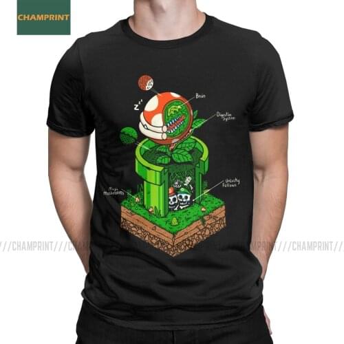 -1up Super Mario T Shirt Mens 100% Cotton T-Shirt Bros Videogame Mashup Mushroom Game Tee Shirt Short Sleeve Tops Graphic