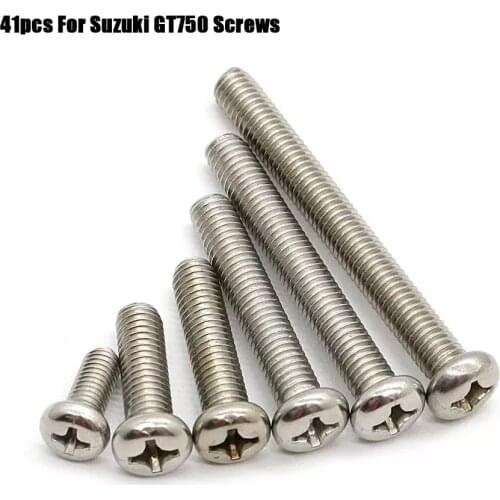 41PCS For Suzuki GT750 Crankcase Covers Fasteners Screws Bolts 304 Stainless Steel Crankcase repair bolt