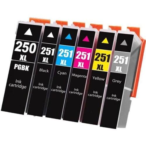 6PK PGI-250/CLI-251 Compatible lnk Cartridges For Canon Pixma MG6320, Pixma MG7120, Pixma MG7520, Pixma IP8720 Inkjet Printer