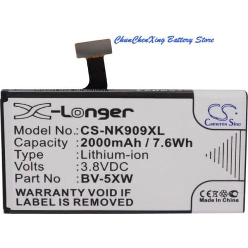 Cameron Sino 2000mAh Battery BV-5XW for Nokia/Microsoft Lumia 1020, Lumia 909