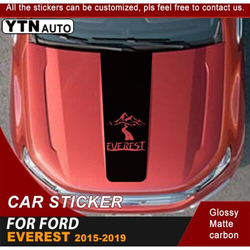 Car Sticker fit For Ford Everest 2015 2016 2017 2018 2019 Bonnet Scoop Mountain Stripe Graphic Vinyl Cool Car Decal Accessories