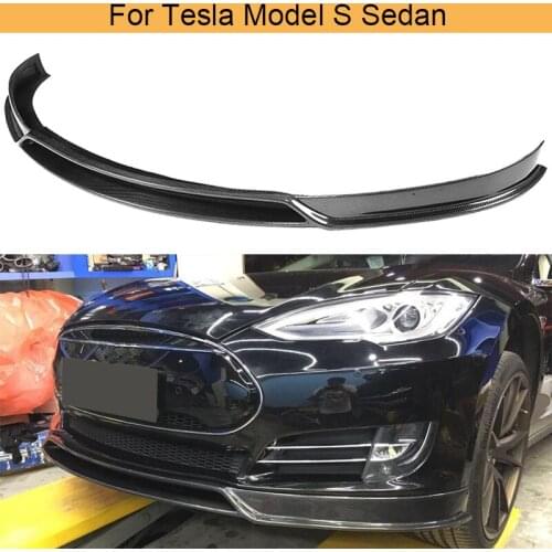 Carbon Fiber Car Front Bumper Lip Spoiler for Tesla Model S Sedan 4 Door 85D P85D 2012 - 2015 Two Style