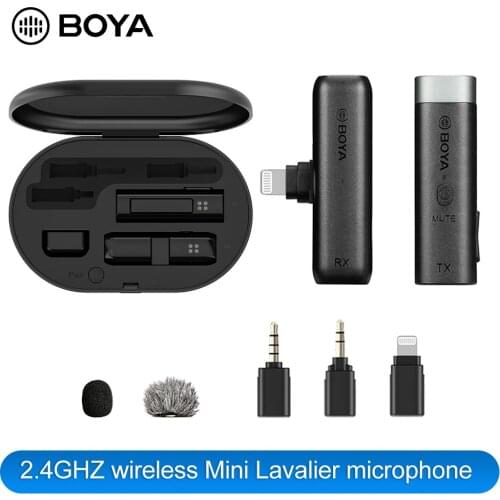 BOYA BY-WM3 2.4G Wireless Mini Microphone for iPhone Lightning Android Type-C 3.5mm Smartphone DSLR Camera Desktop Laptop PC Mic