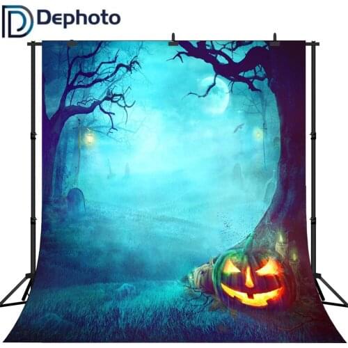 Dephoto Photography Backdrops Halloween Pumpkin Hazy Mountain Forest Halloween Children Photocall Background for photo studio