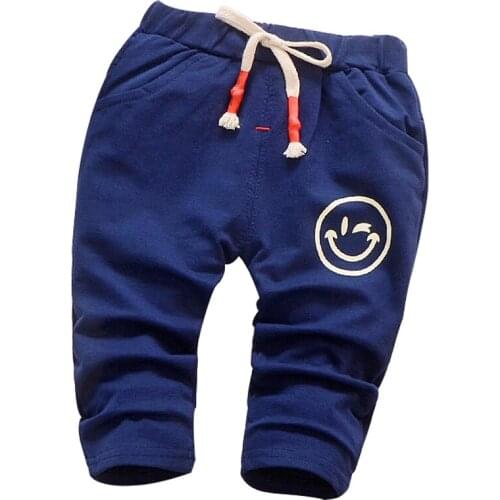 Children pants 2017 spring,autumn new 6 colors kid pants cotton knitted printing cute smile face casual pants boys/girls pants
