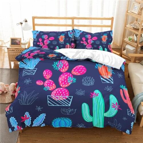 Home Textile Luxury 3D Cactus Print 2/3Pcs Comfortable Duvet Cover PillowCase Bedding Sets Queen and King EU/US/AU Size