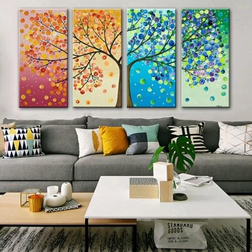 Four Seasons Change Canvas Paintings Home Wall Decor Modular Pictures Modern Landscape Canvas Art Prints For Living Room Wall