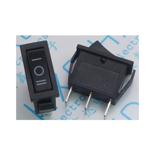 KCD3-3PD 15A 250V ON/OFF/ON 30X13.6MM 3pin Black electric pan switch cookers switch feet 5PCS/LOT