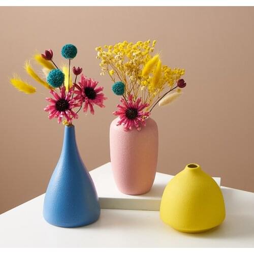Nordic Home Decoration Ceramic Vase Flowers Vase Living Room Desk Decoration Accessories Minimalist Decor Color Vases Crafts