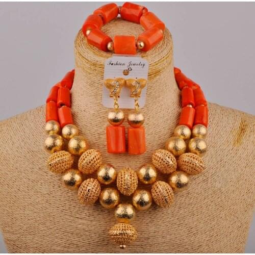 Orange Coral Necklace Jewelry Set Original Coral Beads Jewelry Set Nigerian Wedding African Bridal Jewelry Sets