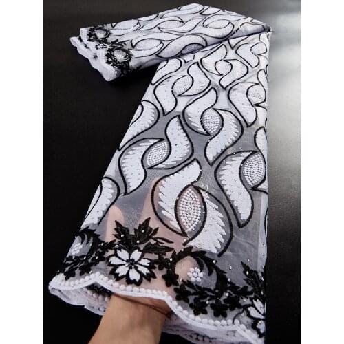 Afriacn Lace Fabric Milk Silk Nigeria Wedding Dress Lace Fabric Cotton French Tulle Lace With Rhinestones 2.5 Yards TY075