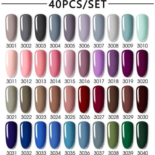 ROSALIND Gel Nail Polish Color Set 10/30/40PCS Enamel Semi Permanent Varnish Base Coat Nail Art Design Soak Off Nail Gel Set