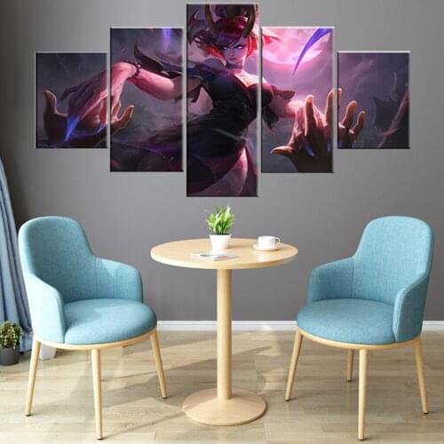 5 Panel LOL League of Legends Evelynn Game Canvas Printed Painting For Living Room Wall Art Decor HD Picture Artworks Poster