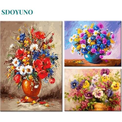 SDOYUNO 60x75cm Frameless Paint By Numbers On Canvas Flowers DIY Oil Painting By Numbers Digital Painting Wall Art Home Decor