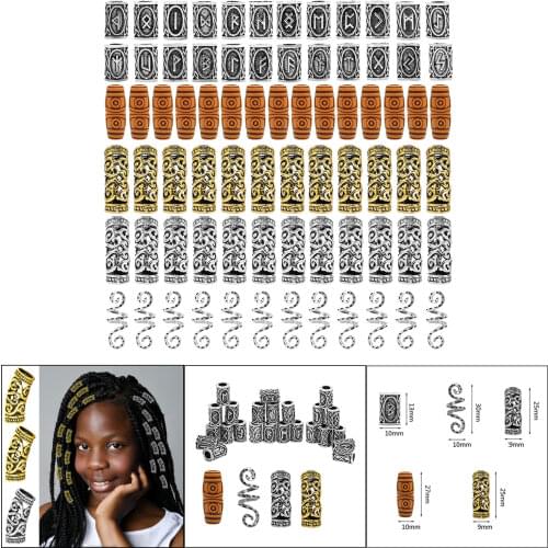 75x Viking Runes Set Loose Beads Spacer Beads Fit Beards or Hair Rune DIY Jewelry