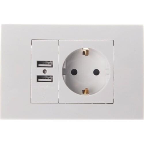 BGEKTOTH 1 PC 1000mA Wall Power Socket Plug 16A EU Standard Electrical Outlet With Dual USB Charger Port #1A60346