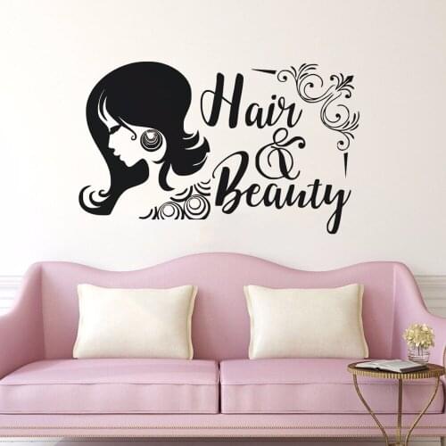 Hair Salon Wall Sticker Beauty Salon Window Wall Decal Hairs Shop Decor Removable Beauty Lady Hair Design Wall Mural AY1295