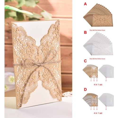 Vertical Laser Cut Butterfly Invitations Cards 10PCS European Style Elegant Delicate Lace Wedding Party Invitations Cards #BW