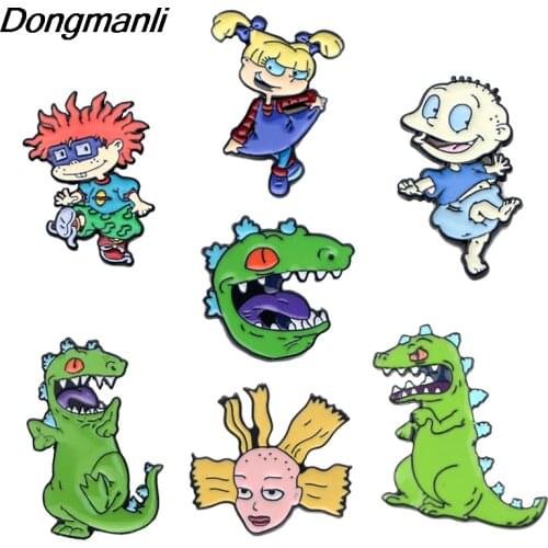 P3555 Dongmanli Anime Figure Dinosaur Metal Enamel Pins and Brooches for Fashion Lapel Pin Backpack Bags Badge Gifts