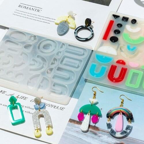 DIY Crafts Crystal Epoxy Earrings Pedant Resin Mold, Jewllery Pedant Mould, Ear Pendant Hanging Casting Silicone Mould