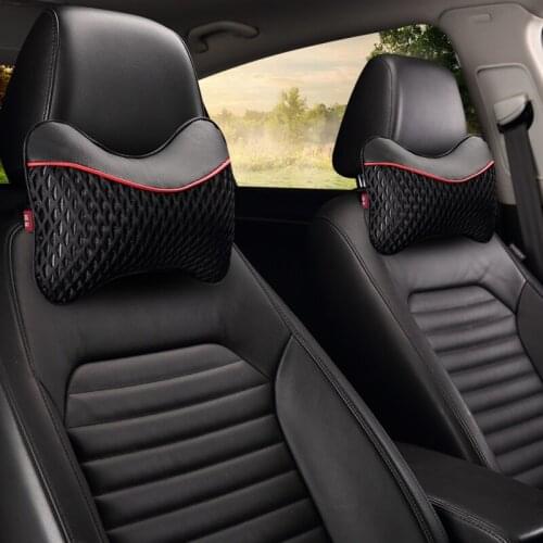 Brand new pu leather car headrest pillow universal comfortable neck pillows fit for most cars quality guarantee