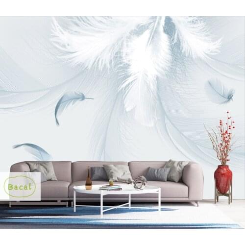 Custom 3D Photo Wallpaper white Feather Mural simple hand painted Art Wall mural wallpapers for Living Room Bedroom Wall Paper