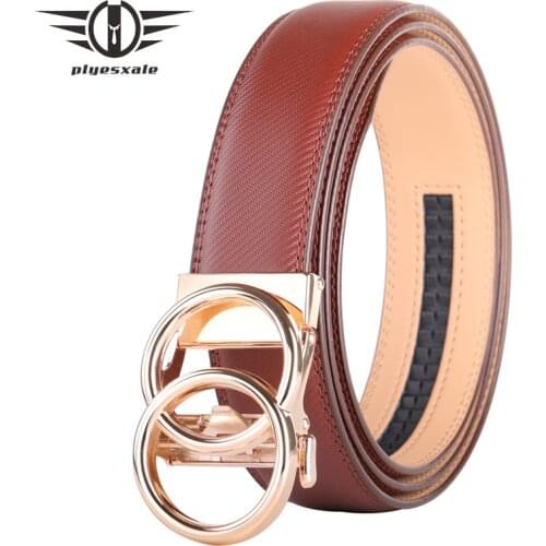 Double Ring Round Automatic Buckle Belt For Men High Quality 2021 New Mens Genuine Leather Belts Luxury Trouser Belt Male B396