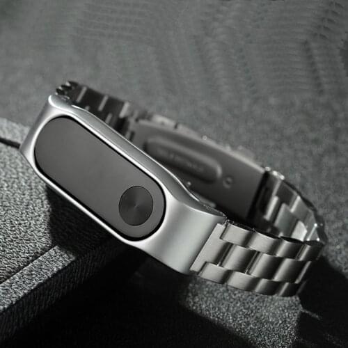 For Xiaomi Miband 2 Metal Steel Watch Band Strap Follding Buckle Smart Bracelet Wristband For Xaomi Mi Band 2 Strap Watchbands