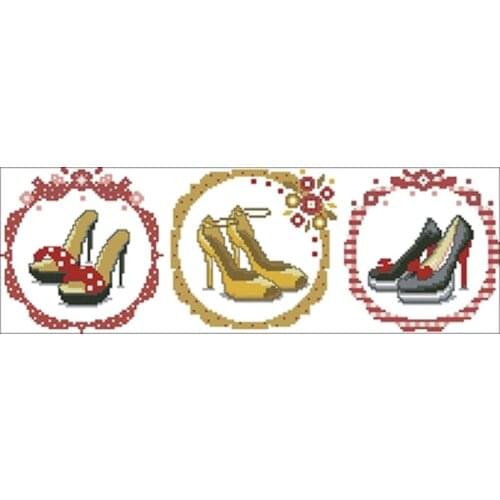 Three pairs of high heels patterns Counted Cross Stitch 11CT 14CT 18CT DIY Chinese Cross Stitch Kits Embroidery Needlework Sets