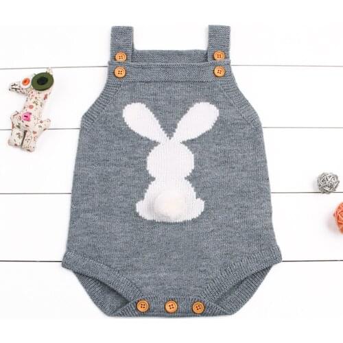 Newborn Baby Boys Girls Bunny Knit Wool Romper Playsuit Casual Knitted Baby Clothing Jumpsuit Outfits Clothes
