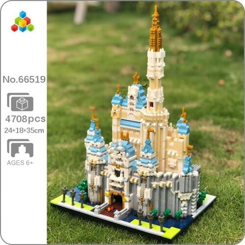 YZ 66519 World Architecture Amusement Park Castle Garden Tree River Mini Diamond Blocks Bricks Building Toy for Children no Box