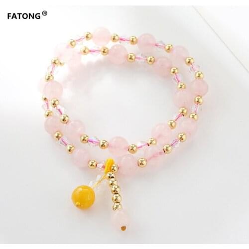 Genuine natural pink crystal bracelet for women, for womens high jewelry handmade bijou women with natural gemstones