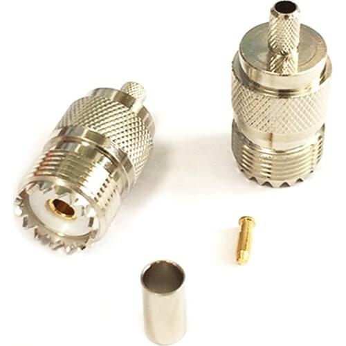 1pc UHF female jack SO239 RF Coax Connector Crimp RG58,RG142,RG400,LMR195 Straight Nickelplated NEW wholesale