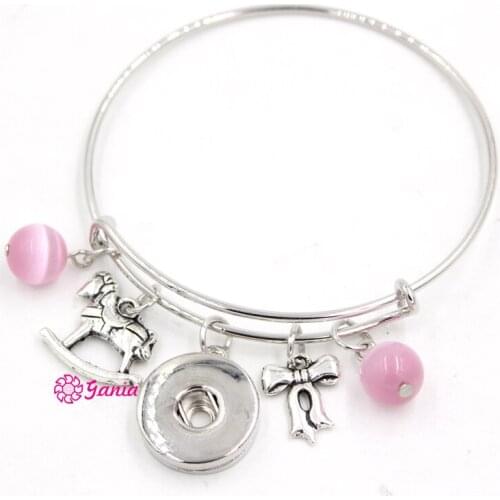 10PCS/Lot Wholesale DIY Jewelry France Bows Rocking Horse Charm Wire Expandable Snap Bracelet & Bangle For Women Jewelry Pulsera