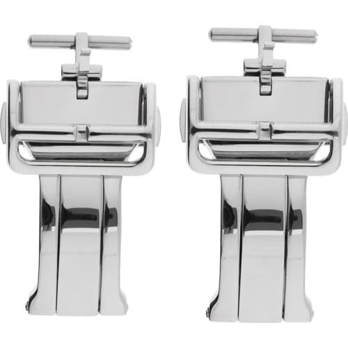 2pc Stainless Steel Push Fold Deployment Clasp Strap Buckle 18mm 20mm