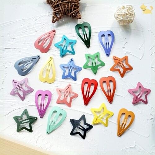 20Pcs/Lot Fashion Matte Hair Accessories Candy Color Star Hairclip Flower Love Heart Hair Clip Barrette Cute Hair Clip For Girls