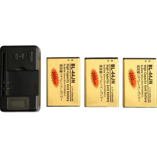 3x 2450mAh BL-44JN Gold Replacement Battery + LCD Charger For LG Optimus Black P970 MS840 L5 P690 P693 P698 E510 E610 E615 E612