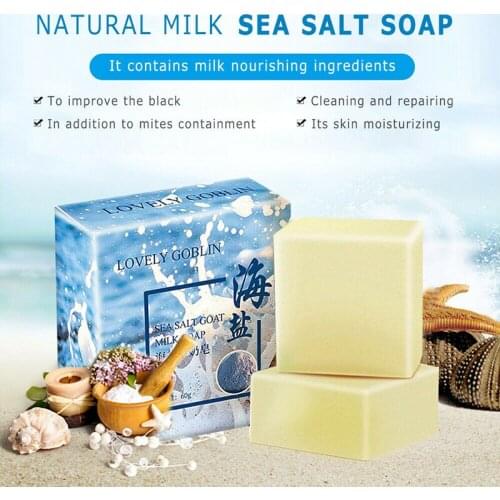 60g Sea Salt Soap Goat Milk Remove Acne Oil-Control Clean Shrinks Pores Cleans Pores Improve Repair Skin Blackheads Removal