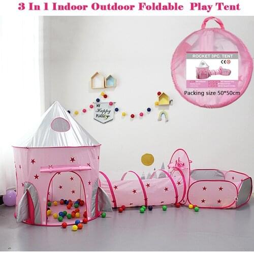 3 In 1 Kids Play Tents House Ocean Ball Pool Baby Playpen Toys Tunnel Tent For Boy Girl Dry pool Children Games Playground