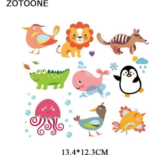 ZOTOONE Iron on Patches for Kids Fashion Clothes DIY T-shirt Applique Heat Transfer Vinyl Cartoon Animal Alphabet Patch Stickers