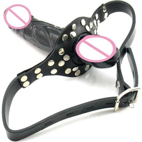 Penis Open Mouth Gag BDSM Double Head Dildo Bondage Resraint Gag Lesbian Fetish Sex Partner Adult Games Sex Shop