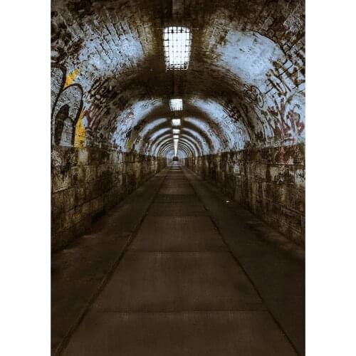 Graffiti Brick Wall Tunnel Light Photography Backdrop Customized Background Photo Studio for Baby Children Portrait Photoshoot