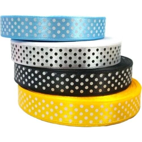 HL 5/8" 4 Rolls (200yards) Colors Printed Dots Satin Ribbons Wedding Christmas Decorative Weaving DIY Gift Packing Belts