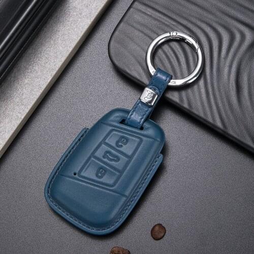 1Pcs Geunine Leather Key Cover Remote Case Shell For VW PASSAT 2015 - 2020 B8 Skoda Kodiaq Superb A7 car key case key holder