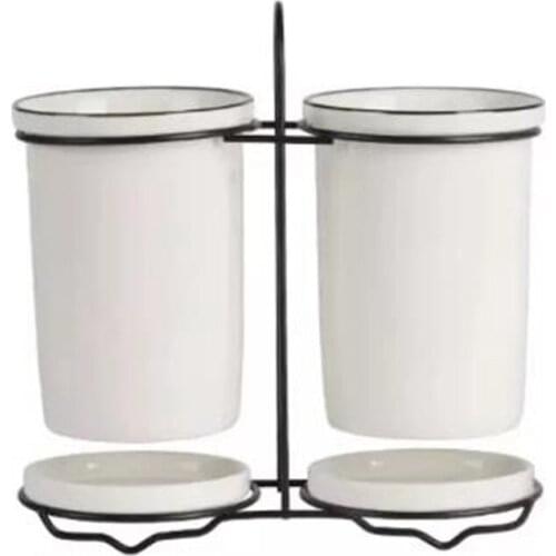 Creative Tableware Ceramics Storage Tube Fork Spoon Chopsticks Tube Organizer Jar Household Box Tableware Shelf