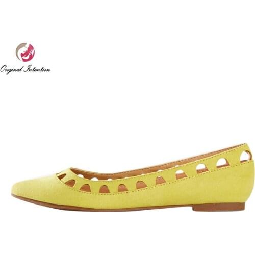 Original Intention 3 Colors Hot Selling Women Flats Popular Cut-outs Pointed Toe Causal Flats Shoes Woman Plus EU Size 34-46