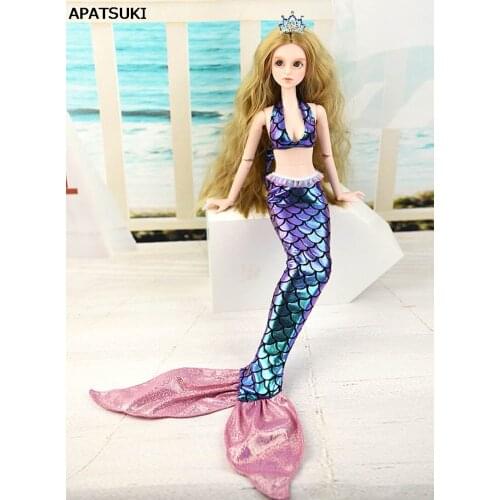 Fashion Mermaid Cosplay Clothes For 1/4 1/3 Dolls Colorful bra & Fishtail Skirt For 40-50cm XINYI Dolls 1:4 1:3 Doll Accessories
