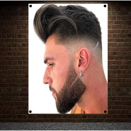 Fashioned Beard Hairstyles for Men Posters Wall Sticker Hair Salon Barber Shop Home Decor Canvas Painting Wall Hanging A1